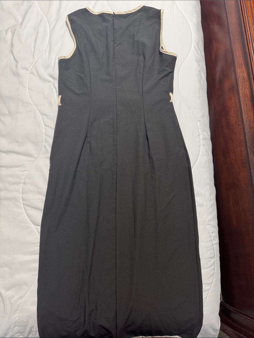 SHEIN Black Dress with Cream Trim and Gold Buttons - Picture 3 of 3